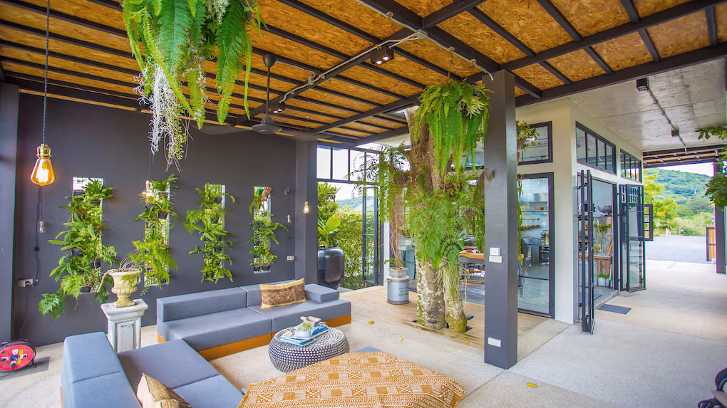 A four-bedroom villa in Cherngtalay. The villa has a mountain view.