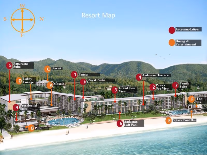 A spacious hotel room with a private balcony overlooking the ocean.