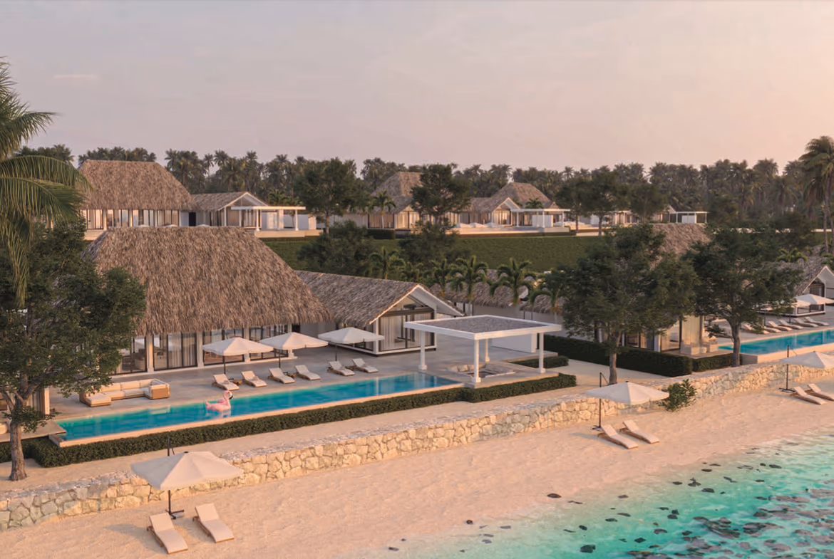 This photo likely shows an expansive beachfront living area with a view of the ocean.
