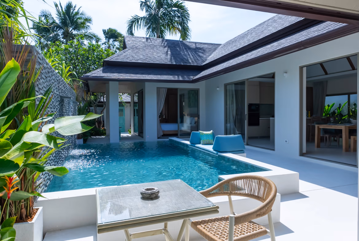 A three-bedroom villa in Rawai, featuring a private pool.