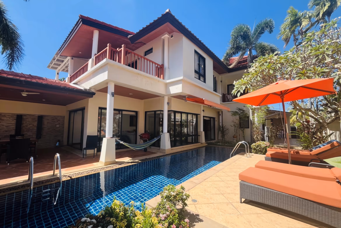 A four-bedroom villa in Bang Tao with a private pool and golf course views.