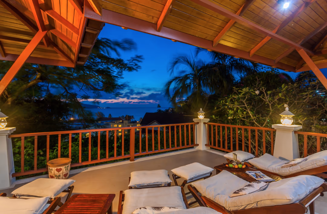 This photo likely shows an expansive view of the sea from the private pool villa.