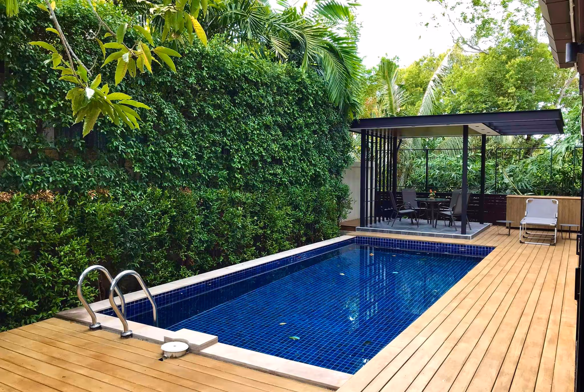 This photo shows a three-bedroom villa in Pasak with a private pool.