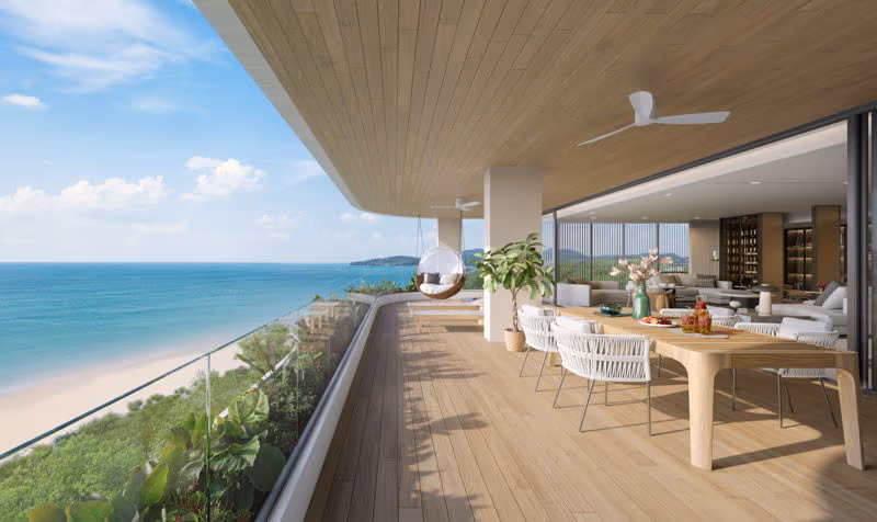 Penthouse in Phuket with a private pool. The exterior photo shows a 4-bedroom residence.