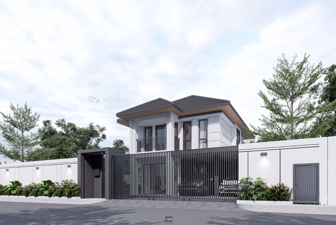 Three-bedroom villa in Chalong with a private pool. The spacious exterior features a patio for outdoor living.