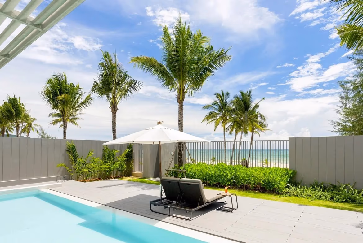 This photo likely shows an ocean view from a beachfront room or patio.